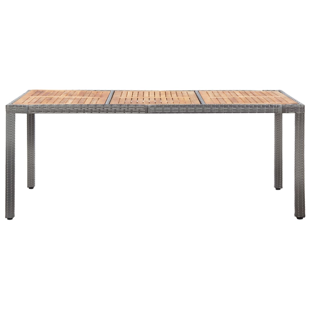 9 Piece Outdoor Dining Set with Cushions Poly Rattan Grey - 190×90×75cm