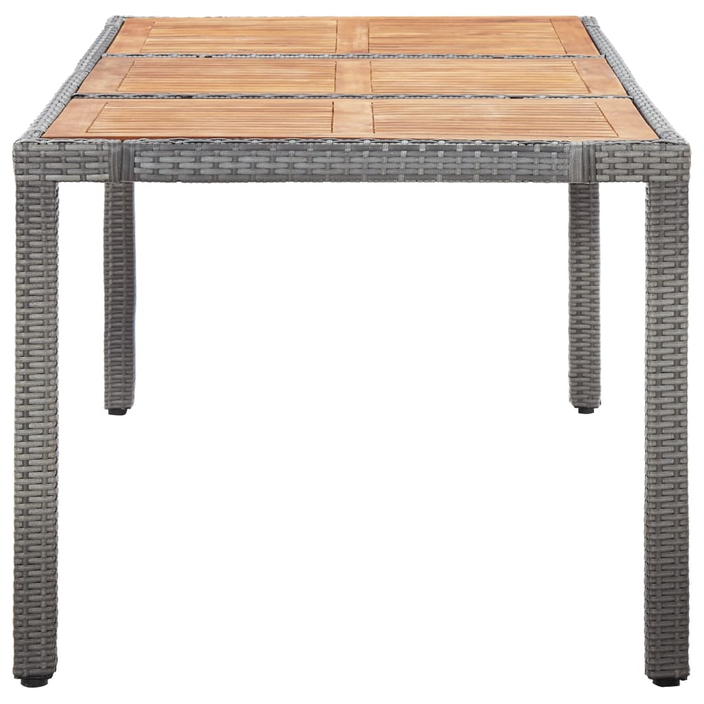 9 Piece Outdoor Dining Set with Cushions Poly Rattan Grey - 190×90×75cm