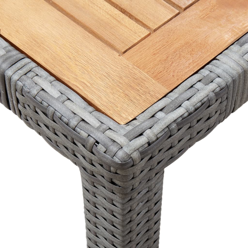 9 Piece Outdoor Dining Set with Cushions Poly Rattan Grey - 190×90×75cm