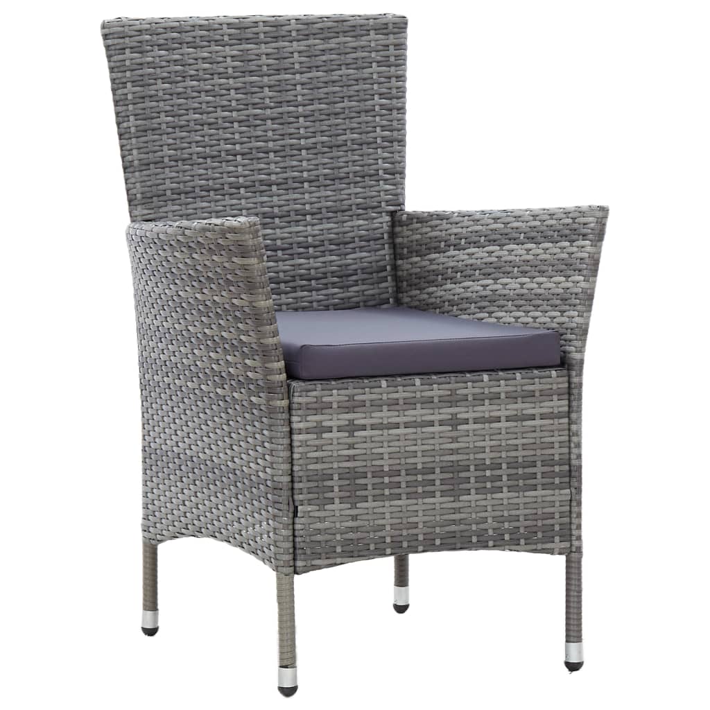 5 Piece Outdoor Dining Set with Cushions Poly Rattan Grey - 90×90×75cm