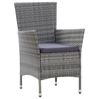 5 Piece Outdoor Dining Set with Cushions Poly Rattan Grey - 90×90×75cm