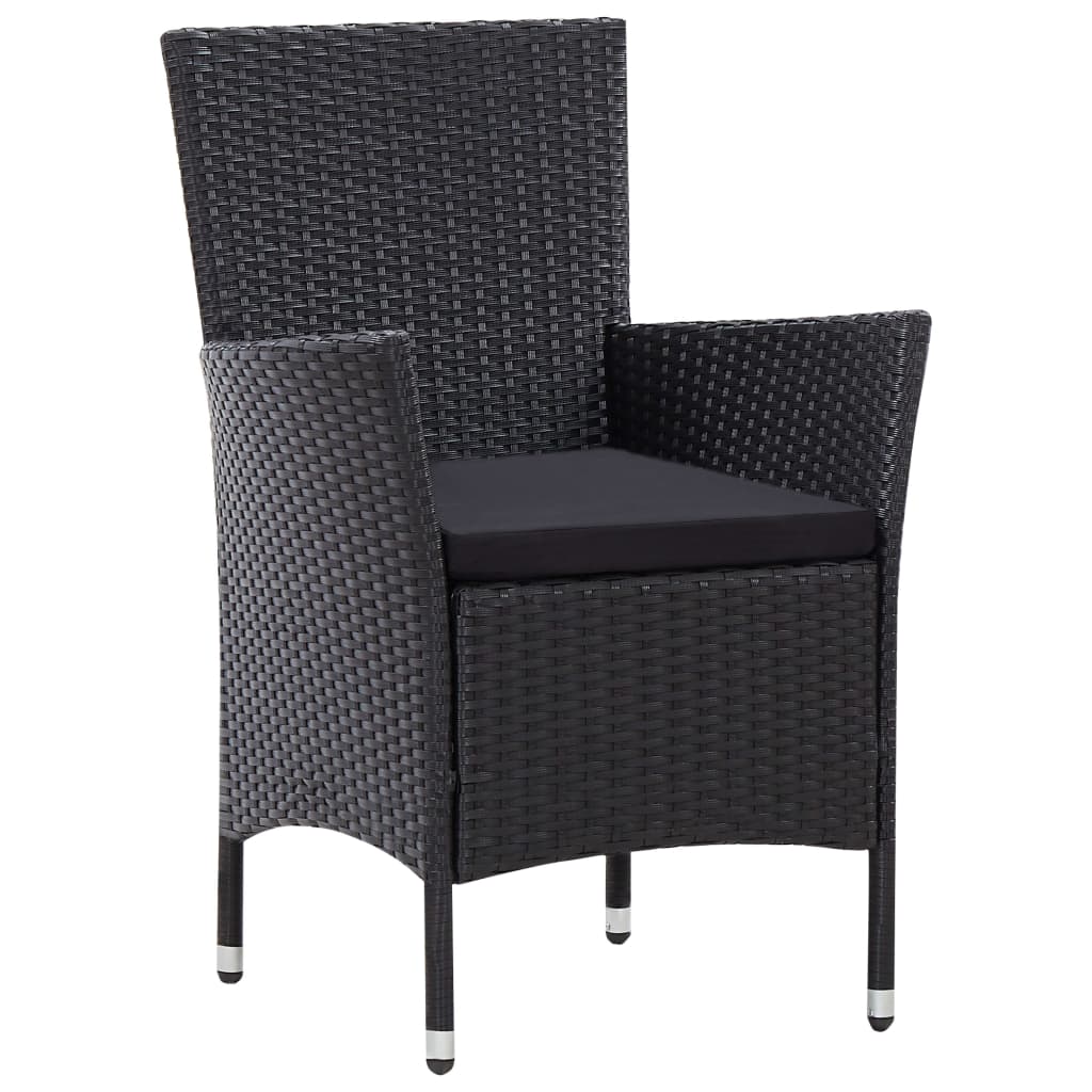 9 Piece Outdoor Dining Set with Cushions Poly Rattan Black - 58×58×88cm