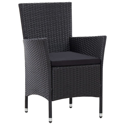 9 Piece Outdoor Dining Set with Cushions Poly Rattan Black - 58×58×88cm