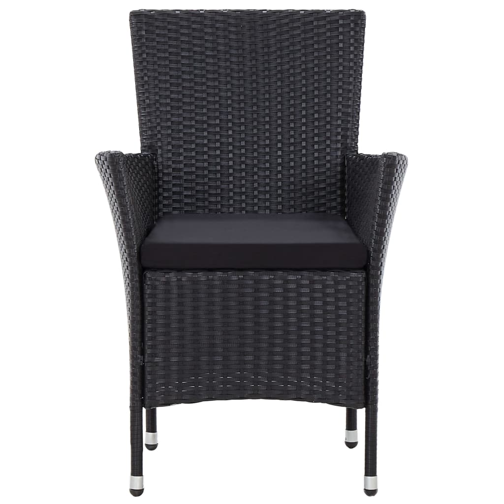 7 Piece Outdoor Dining Set with Cushions Poly Rattan Black