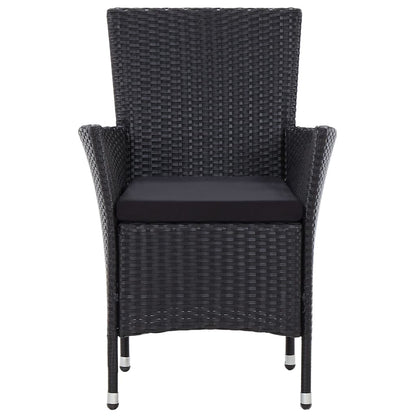 7 Piece Outdoor Dining Set with Cushions Poly Rattan Black