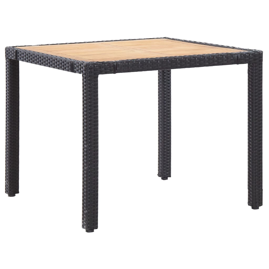 5 Piece Outdoor Dining Set with Cushions Poly Rattan Black - 90×90×75cm