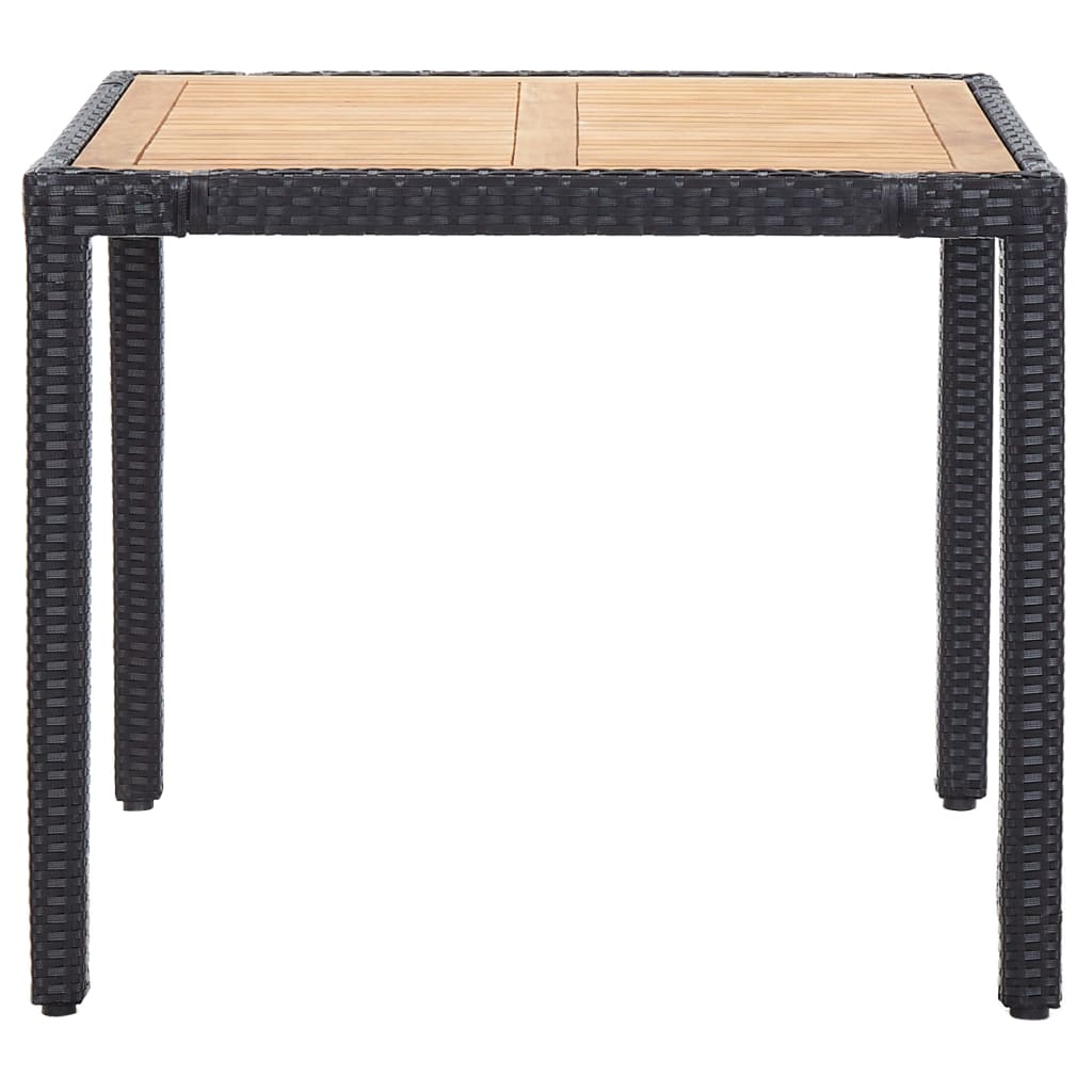 5 Piece Outdoor Dining Set with Cushions Poly Rattan Black - 90×90×75cm