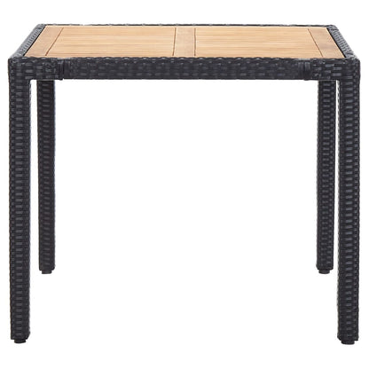 5 Piece Outdoor Dining Set with Cushions Poly Rattan Black - 90×90×75cm