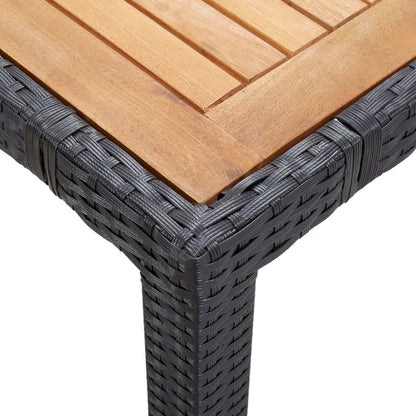 5 Piece Outdoor Dining Set with Cushions Poly Rattan Black - 90×90×75cm