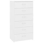 Sideboard with 6 Drawers White - Chipboard