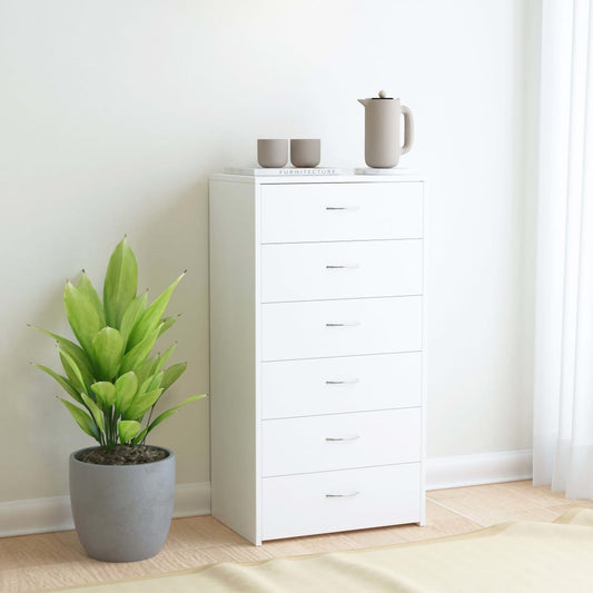 Sideboard with 6 Drawers White - Chipboard