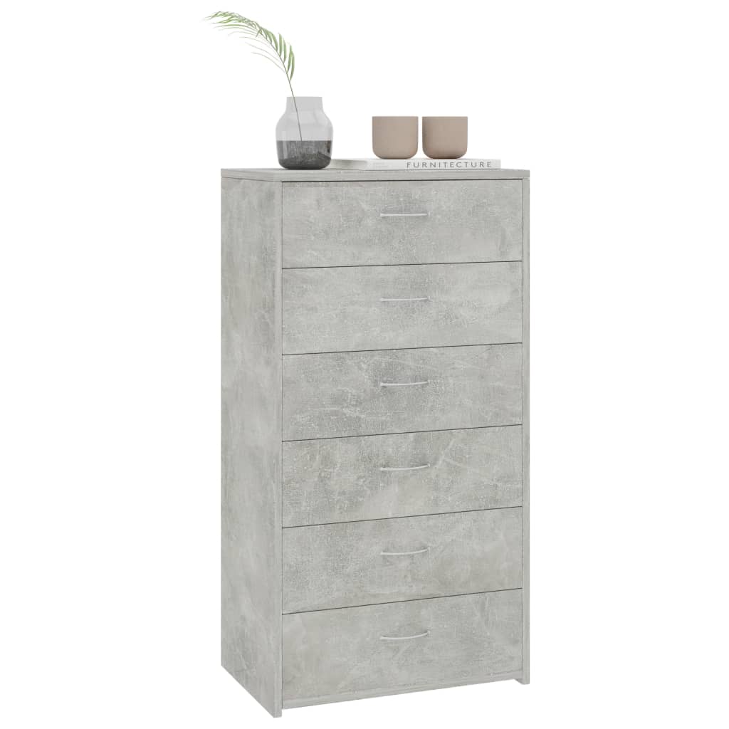 Sideboard with 6 Drawers Concrete Grey -Chipboard