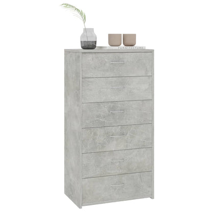 Sideboard with 6 Drawers Concrete Grey -Chipboard