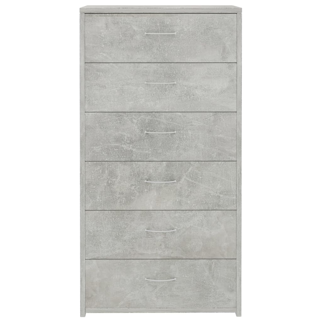 Sideboard with 6 Drawers Concrete Grey -Chipboard