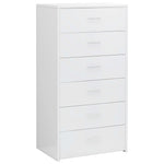 Sideboard with 6 Drawers High Gloss White -Chipboard
