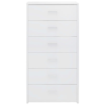 Sideboard with 6 Drawers High Gloss White -Chipboard