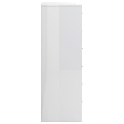 Sideboard with 6 Drawers High Gloss White -Chipboard