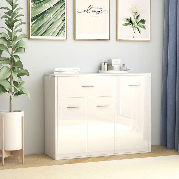  Sideboard High Gloss White, Chipboard