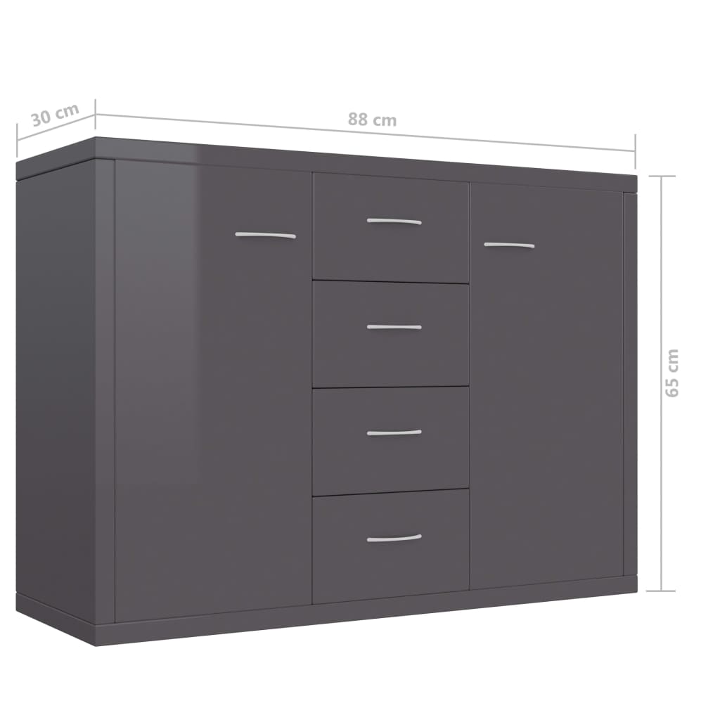 Sideboard High Gloss Grey -Chipboard