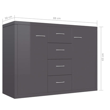 Sideboard High Gloss Grey -Chipboard