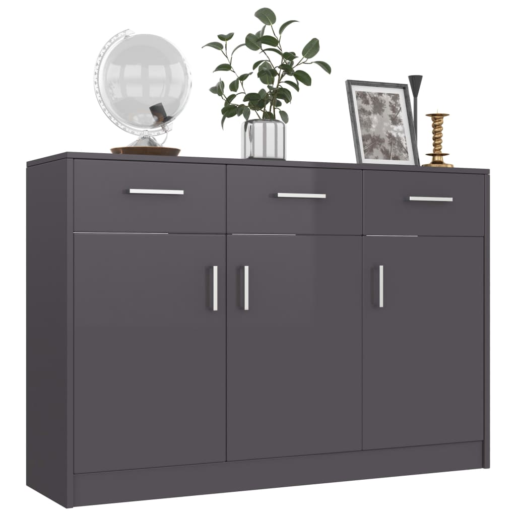 Sideboard High Gloss Grey / Chipboard