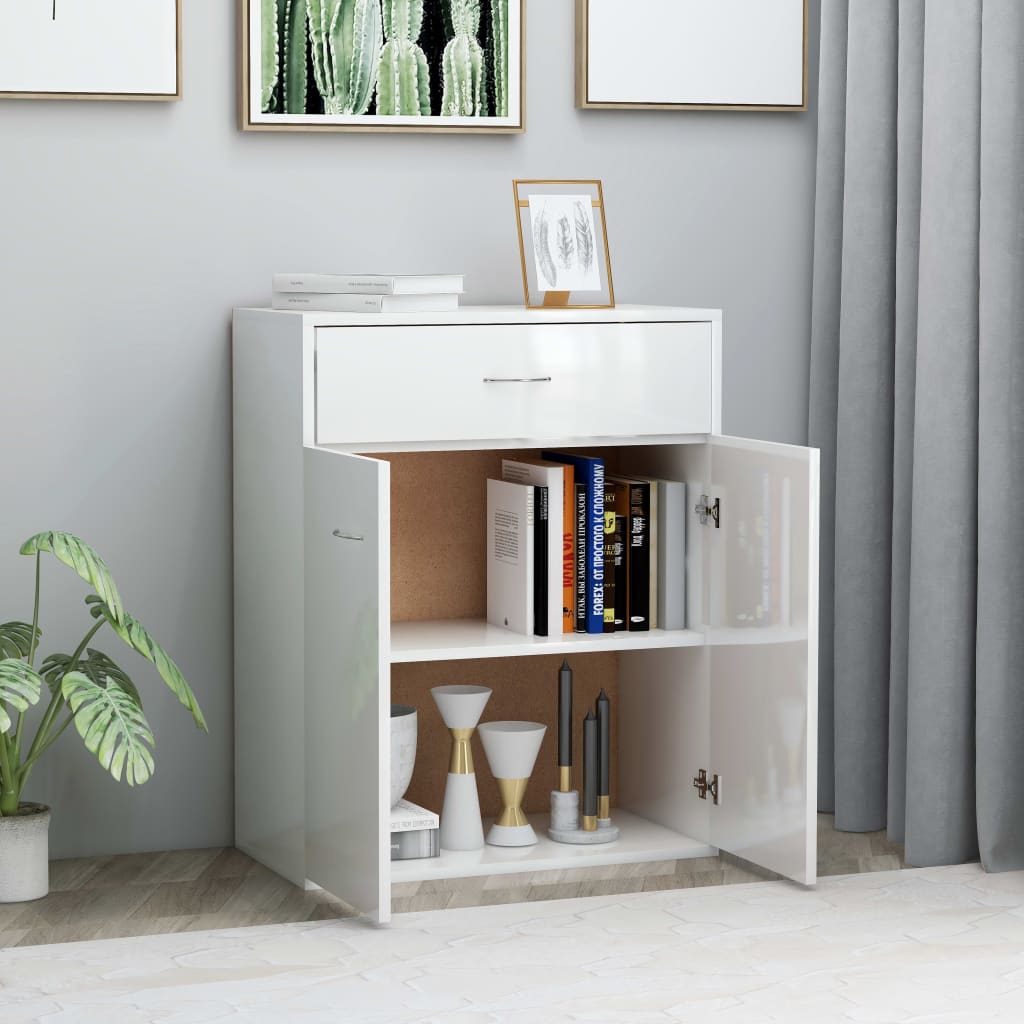 Sideboard High Gloss  White Chipboard