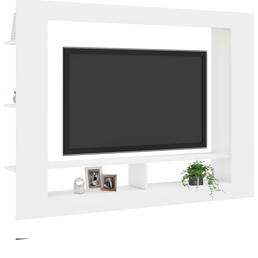 TV Cabinet White Chipboard - 152×22×113cm