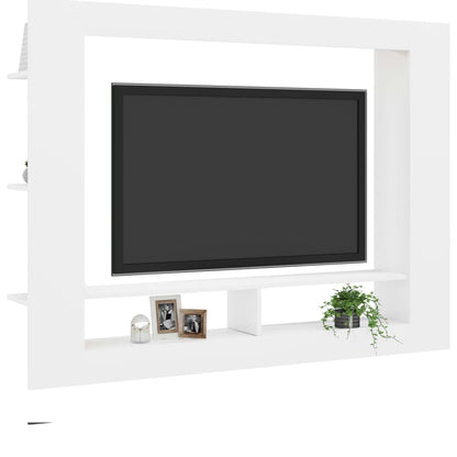 TV Cabinet White Chipboard - 152×22×113cm