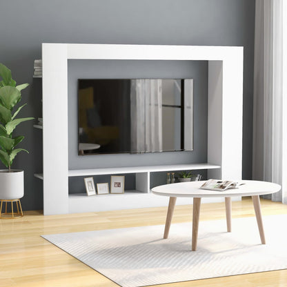 TV Cabinet White Chipboard - 152×22×113cm
