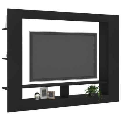 TV Cabinet Black Chipboard - 152×22×113cm