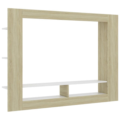 TV Cabinet White and  Sonoma Oak Chipboard