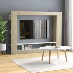 TV Cabinet White and  Sonoma Oak Chipboard