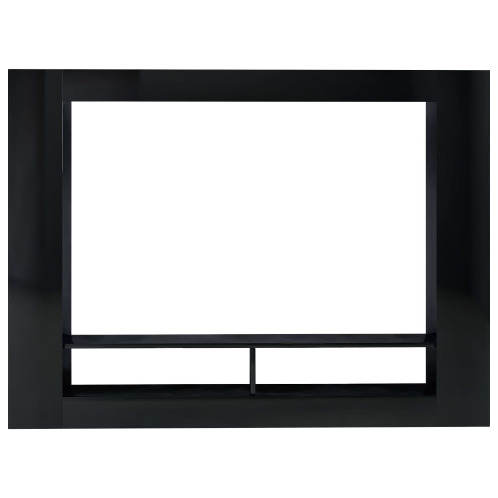 TV Cabinet High Gloss Black Chipboard - 152×22×113cm