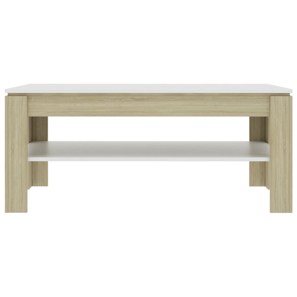Coffee Table White and Sonoma Oak Chipboard - 110×60×47cm