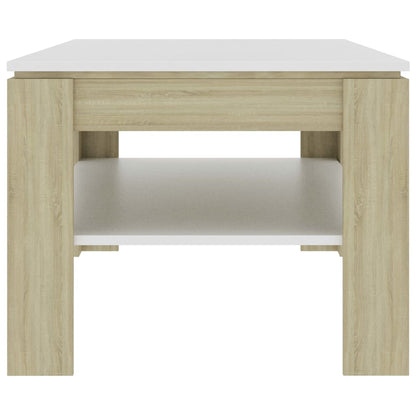 Coffee Table White and Sonoma Oak Chipboard - 110×60×47cm