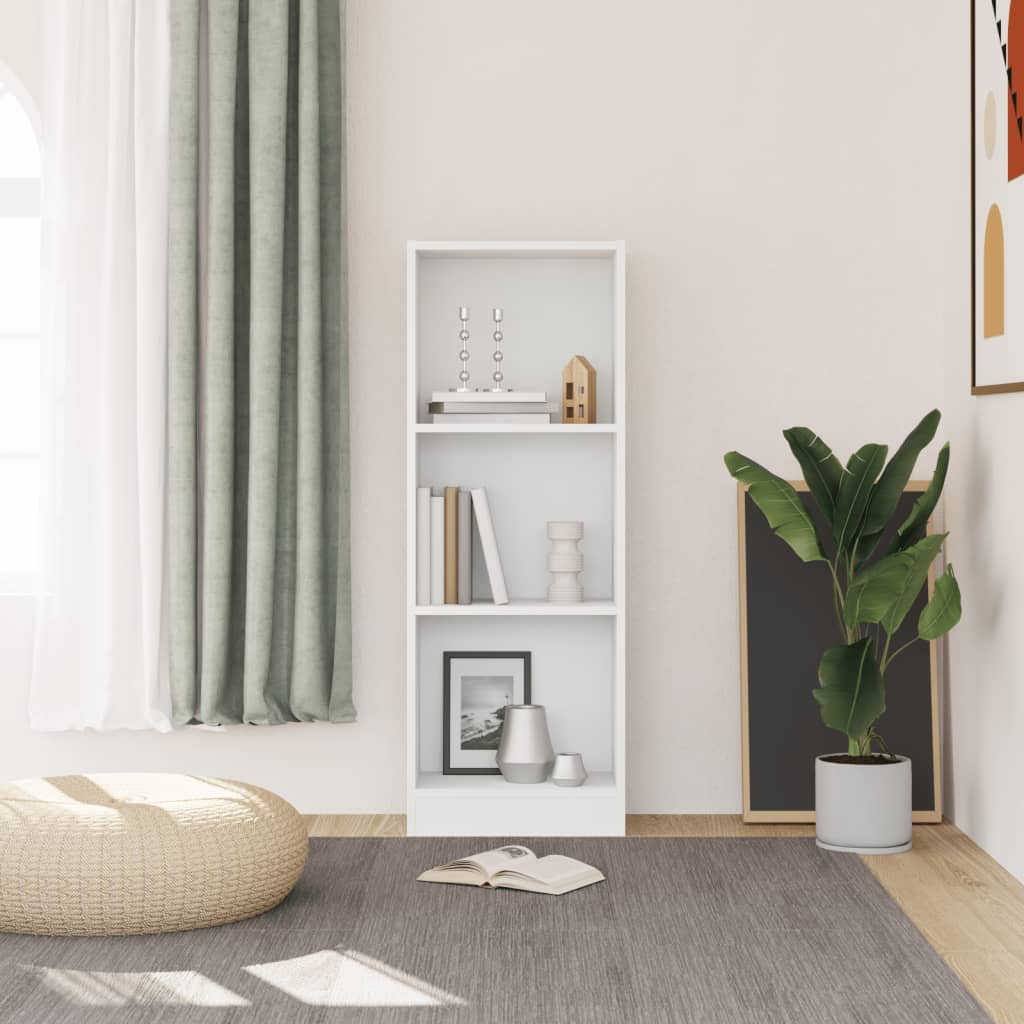 3-Tier  Book Cabinet White Chipboard