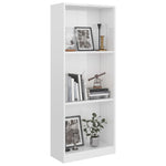 3-Tier Book Cabinet High Gloss White/Chipboard