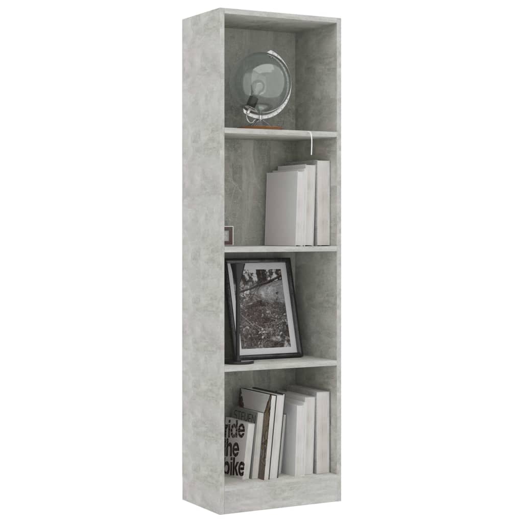 4-Tier Book Cabinet Concrete Grey-Chipboard