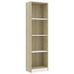 4-Tier Book Cabinet White and Sonoma Oak, Chipboard