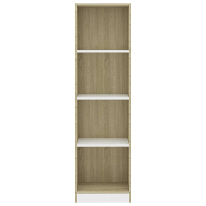 4-Tier Book Cabinet White and Sonoma Oak, Chipboard
