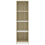 4-Tier Book Cabinet White and Sonoma Oak, Chipboard