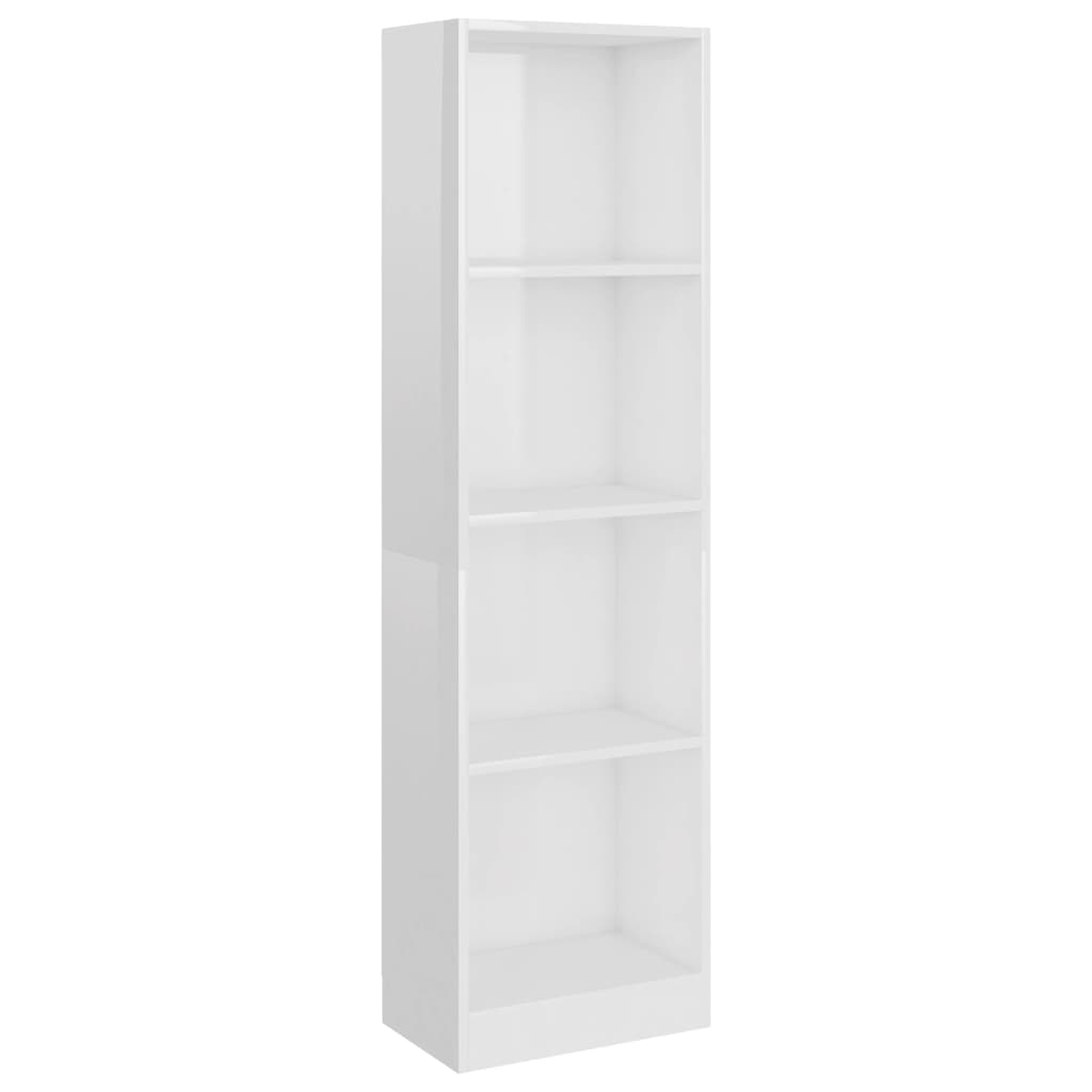 4-Tier Book Cabinet High Gloss White  Chipboard