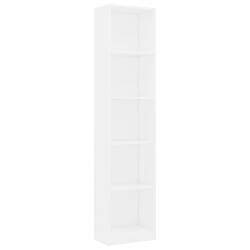 5-Tier Book Cabinet White, Chipboard