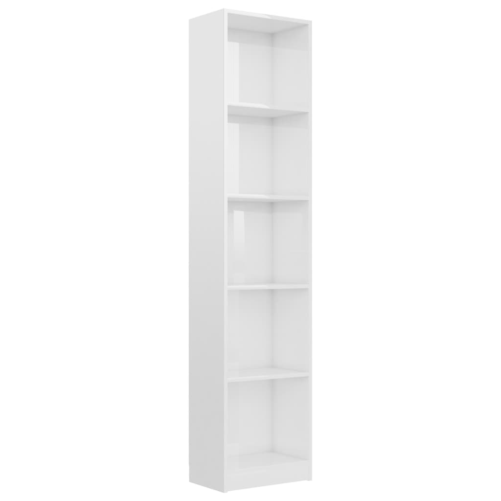 5-Tier Book Cabinet High Gloss White