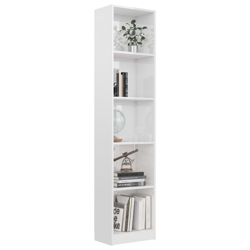 5-Tier Book Cabinet High Gloss White