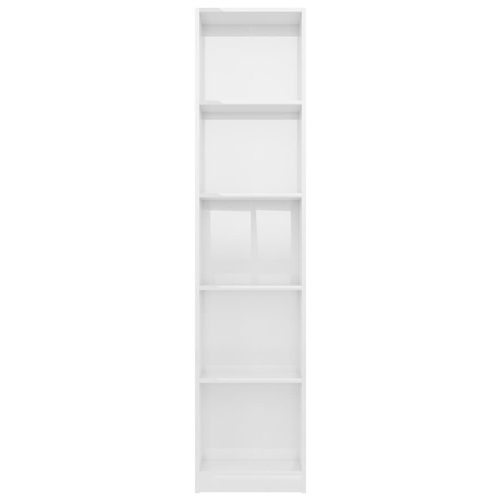 5-Tier Book Cabinet High Gloss White