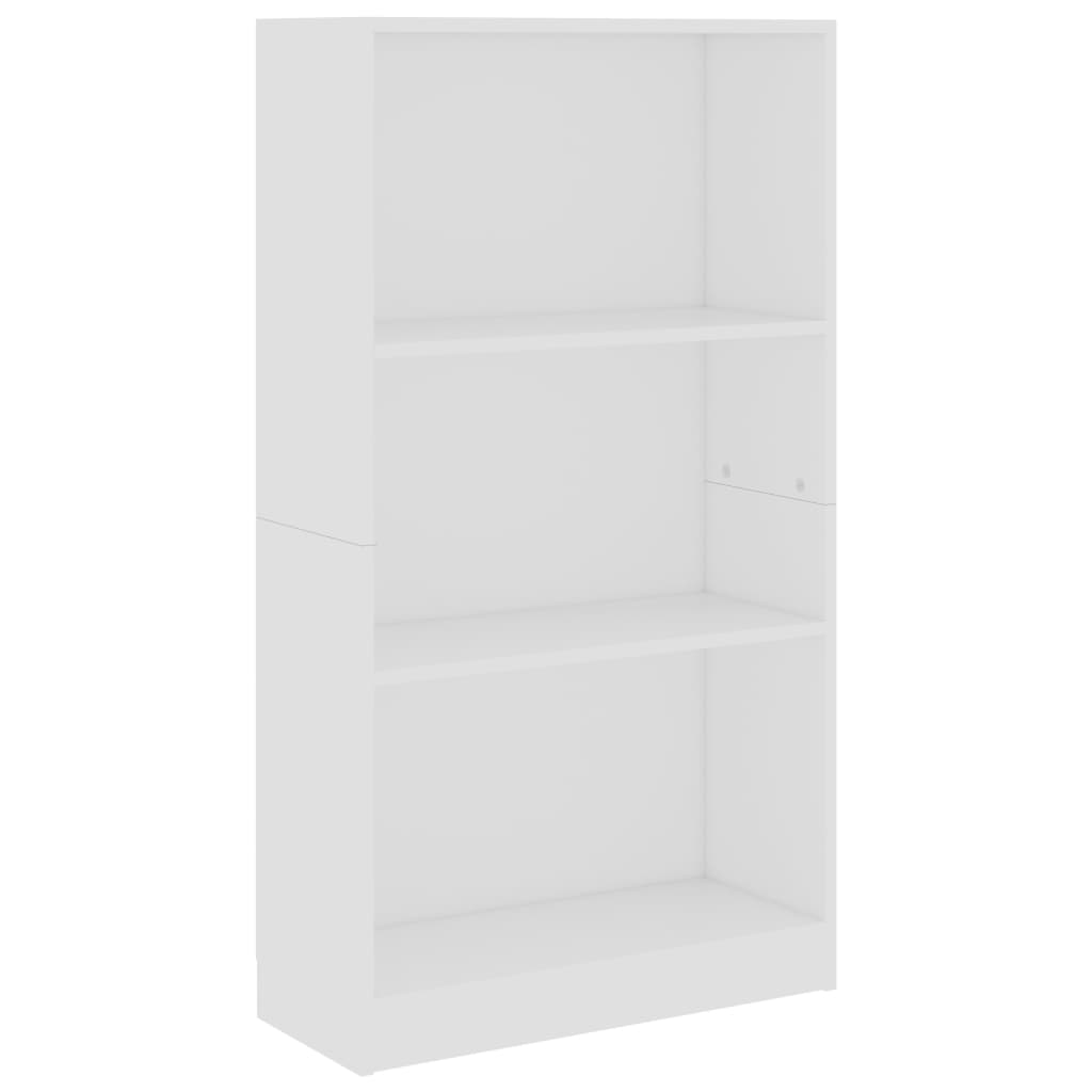 3-Tier Book Cabinet White - Chipboard
