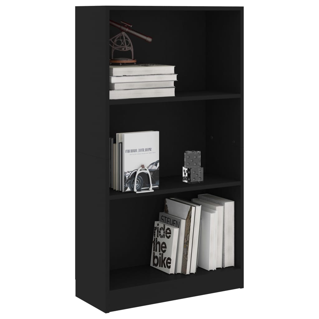 3-Tier Book Cabinet Black / Chipboard