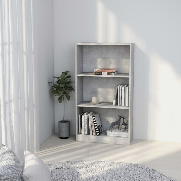  3-Tier Book Cabinet Concrete Grey, Chipboard