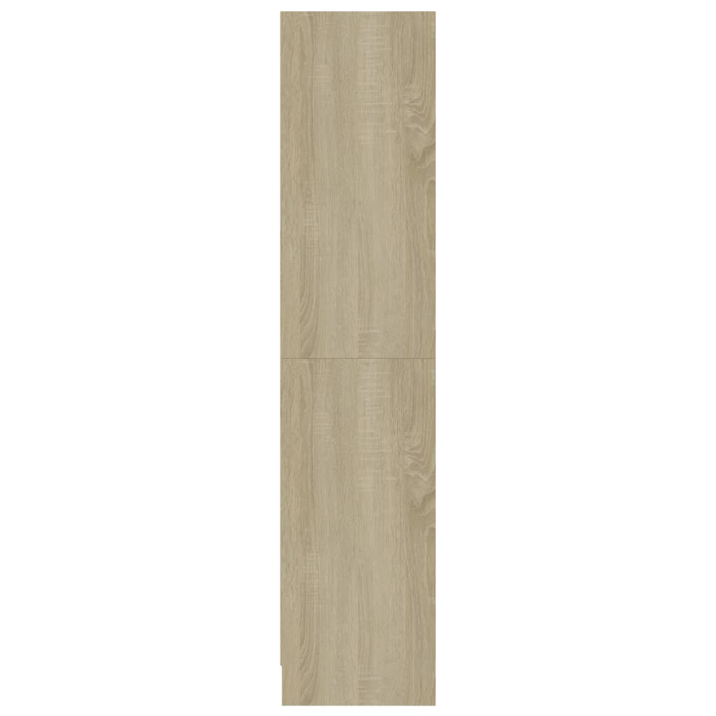 3-Tier Book Cabinet White and Sonoma Oak, Chipboard